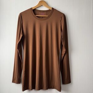 Commando Womens Basic Long Sleeve T Shirt Cinnamon Micro Modal Blend Size M